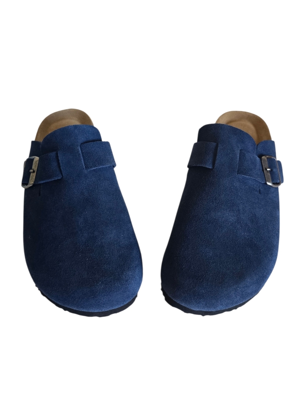 New 🤎 Emma New York Women's Nina Navy Suede Leather Cork Footbed Clogs - Picture 2 of 16